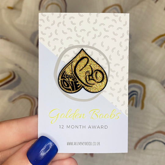Golden Boobies - 12 Months Liquid Love® Enamel Pin Award